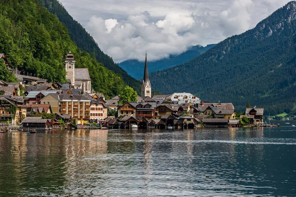 Vieille Ville Hallstatt Sur Lac Homonyme Des Sites Patrimoine Mondial — Photo