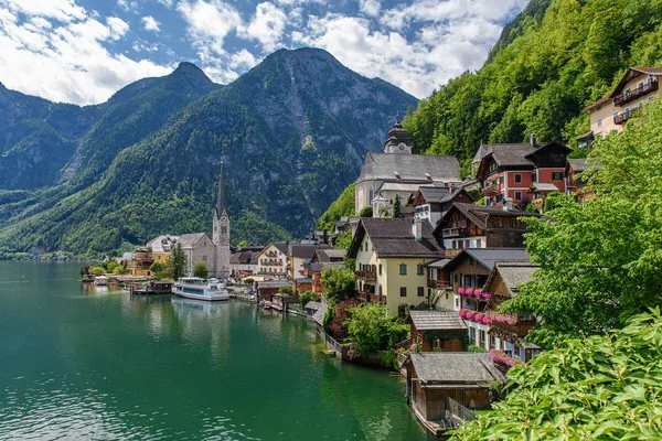 Staré Město Hallstatt Jezeře Namesake Jedné Světových Památek Unesco Rakousku — Stock fotografie