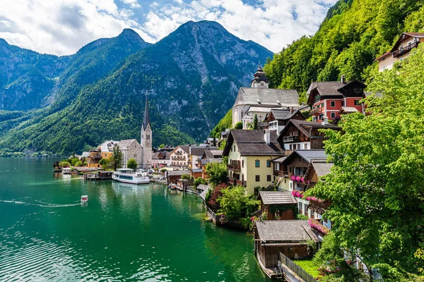 Staré Město Hallstatt Jezeře Namesake Jedné Světových Památek Unesco Rakousku — Stock fotografie