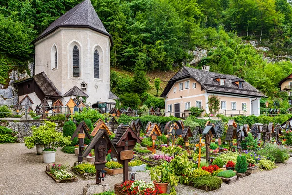 Cmentarz Hallstatt Jednym Obiektów Światowego Dziedzictwa Unesco Austrii — Zdjęcie stockowe