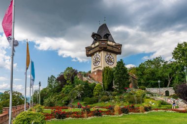 The Uhrturm at the top of Schlossberg, symbol of Graz, in Styria, Austria clipart