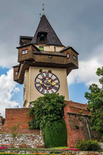 Uhrturm Szczycie Schlossbergu Symbol Grazu Styria Austria — Zdjęcie stockowe