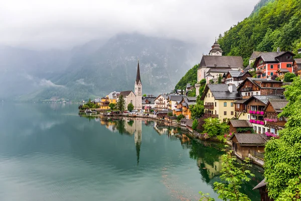 Staré Město Hallstatt Jezeře Namesake Jedné Světových Památek Unesco Rakousku — Stock fotografie