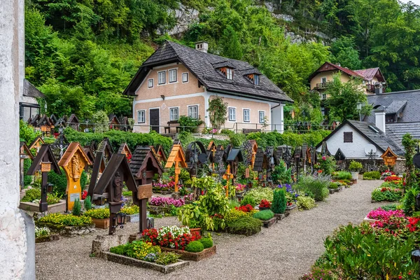 Friedhof Und Gräber Dorf Hallstatt Eines Der Unesco Welterbestätten Österreich — Stockfoto