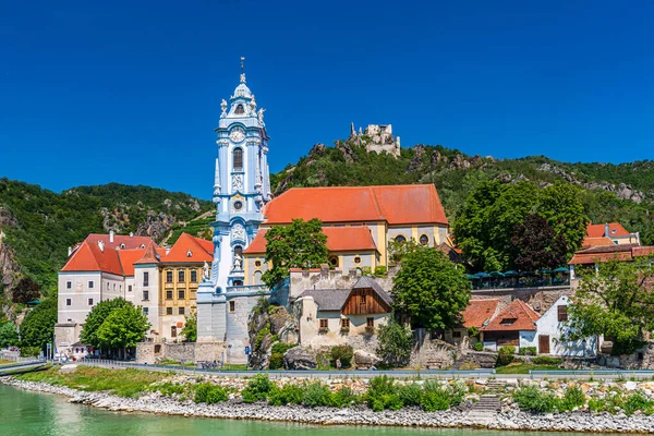 Vesnice Kostel Hrad Durnstein Wachau Dunaji Unesco Světového Dědictví Site — Stock fotografie