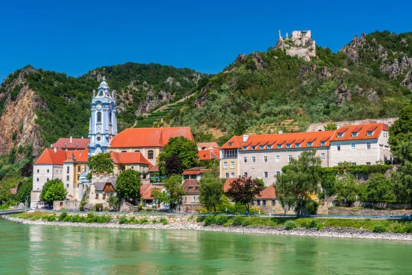 Vesnice Kostel Hrad Durnstein Wachau Dunaji Unesco Světového Dědictví Site — Stock fotografie