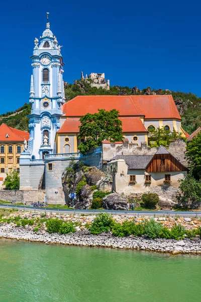 Campanile Mariahimmelfahrt Kostel Durnstein Údolí Wachau Jeden Památek Unesco Rakouska — Stock fotografie