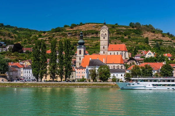 Pemandangan Dari Donau Desa Krems Wachau Salah Satu Situs Warisan — Stok Foto