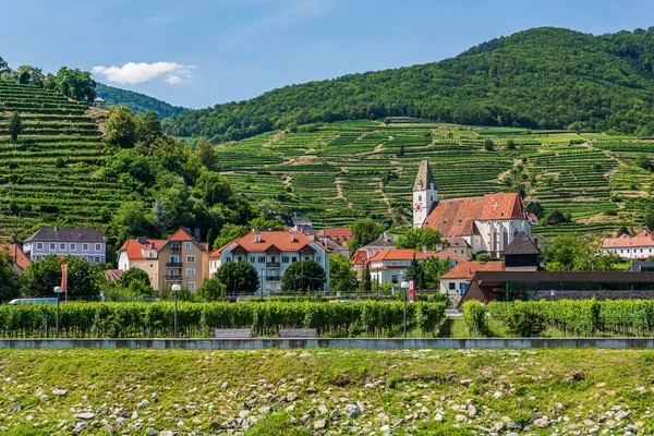 Vue Depuis Danube Village Sptiz Wachau Des Sites Patrimoine Mondial — Photo