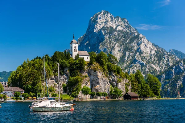 Pohled Obec Traunkirchen Traunsee Salzkammergutu Rakousko — Stock fotografie