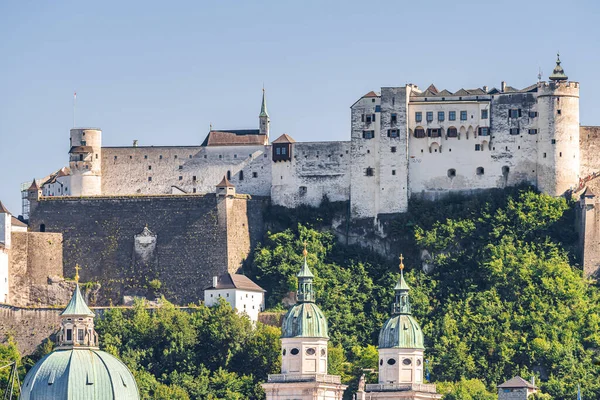 Hohensalzburg Fortress Sits Atop Festungsberg Small Hill Austrian City Salzburg — Stock Photo, Image