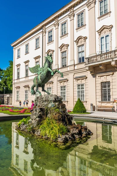 Pegasus Szökőkút Mirabell Palota Kertjében Salzburg Történelmi Központjában Ausztriában Unesco — Stock Fotó