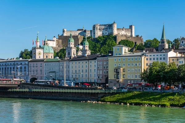 Centro Histórico Cidade Salzburgo Património Mundial Visto Outro Lado Rio — Fotografia de Stock