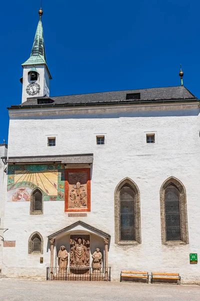 Die Kirche Haupthof Der Festung Hohensalzburg Salzburg Unesco Weltkulturerbe Österreichs — Stockfoto