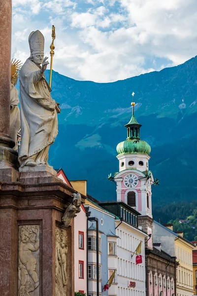 Columna Santa Ana Encuentra Centro Ciudad Innsbruck Maria Theresien Strasse —  Fotos de Stock
