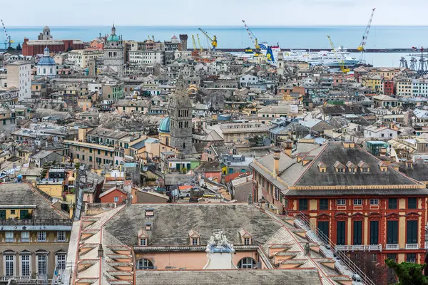 Вид Старый Город Генуи Спианата Кастеллетто Италия — стоковое фото
