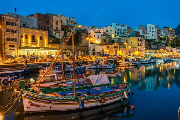 Puerto Del Antiguo Pueblo Castellammare Del Golfo Sicilia Con Sus — Foto de Stock