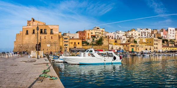 Puerto Del Antiguo Pueblo Castellammare Del Golfo Sicilia Con Sus — Foto de Stock