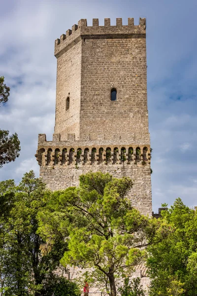 Pepoli Kalesi Sicilya Nın Erice Şehrinde Sarazen Zamanlarından Castello Del — Stok fotoğraf
