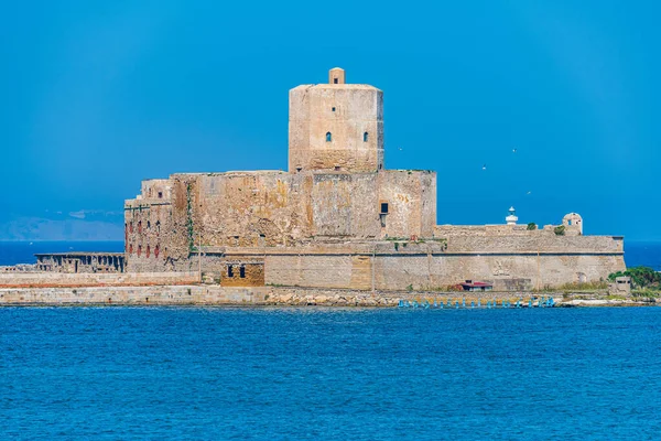 Medieval Colombaia Castle Also Called Sea Castle Facing Port Trapani — Stock Photo, Image