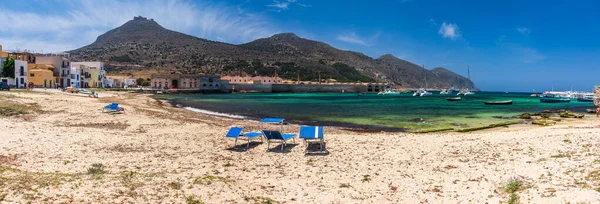 Sandstrand Byn Favignana Egadiska Öarna Sicilien — Stockfoto