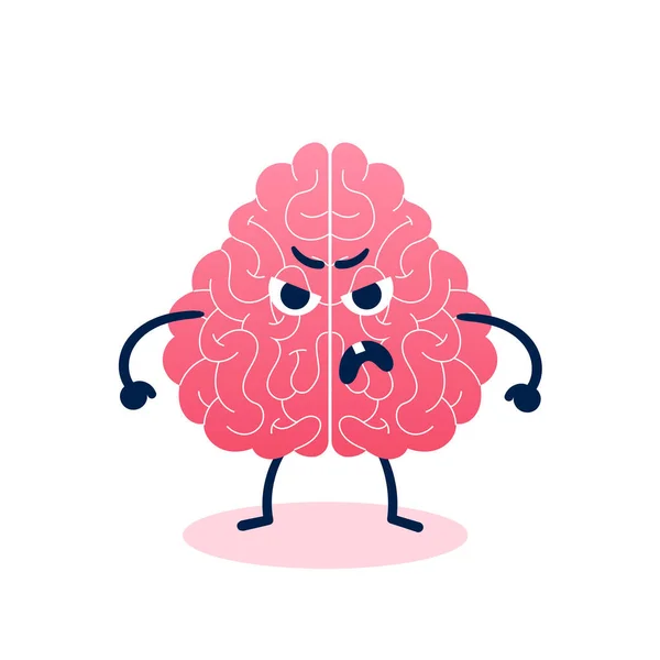 Evil brain.Overexertion, restraint of emotions.Anger and annoyance.Negative feeling .Psychological problem.Flat vector illustration.Isolate on a white background — стоковый вектор