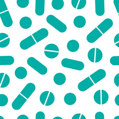 Kusursuz tablet ve hap kalıbı. Basit düz stil. İlaçlar, eczacılık, eczane, tedavi, vitaminler, takviyeler.