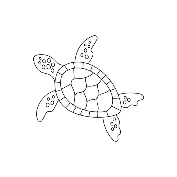 Doodle Морська Черепаха Розмальовки Морські Тварини Дитячих Розмальовок Рука Намальована — стоковий вектор
