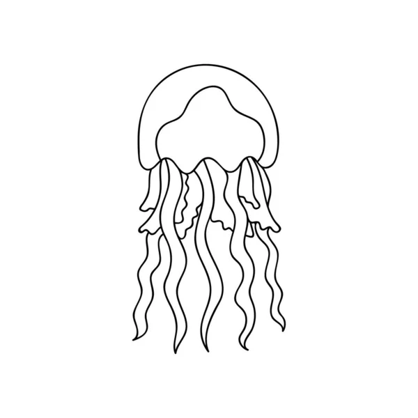 Doodle Medusas Para Colorear Animales Marinos Para Páginas Para Colorear — Vector de stock