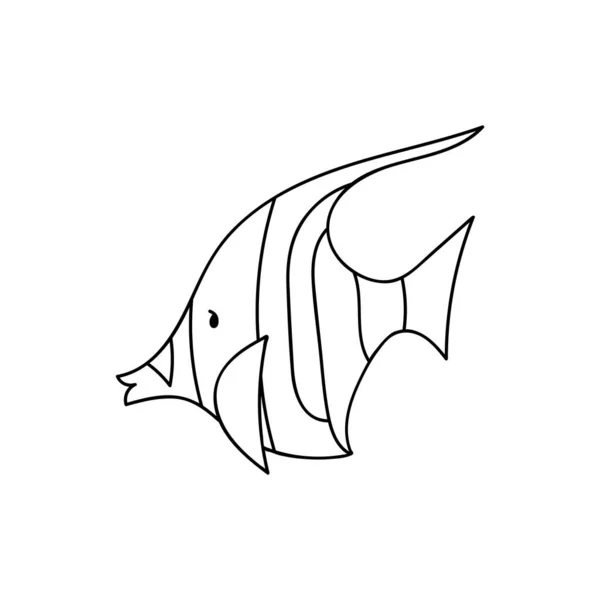 Doodle Korall Fisk För Färgning Sea Djur För Barns Färgning — Stock vektor