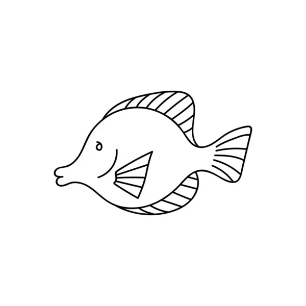 子供の着色ページのための海の動物 白い背景に隔離された手描きのベクトルイラスト — ストックベクタ