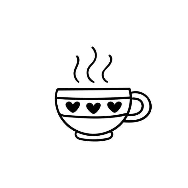 Vector Doodle Tasse Tee. Kochen, Küchenutensilien, Heimelemente. Hand Doodle Illustration isoliert auf weißem Hintergrund. — Stockvektor