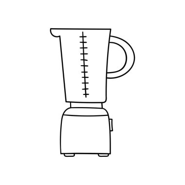 Vektör karalama karıştırıcı. Yemek pişirme, mutfak aletleri, ev eşyaları. El karalama çizimi beyaz arkaplanda izole edildi.