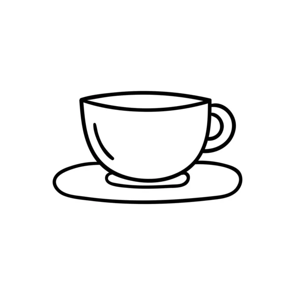 Vector Doodle Tasse Tee Kochen Küchenutensilien Heimelemente Hand Illustration Isoliert — Stockvektor