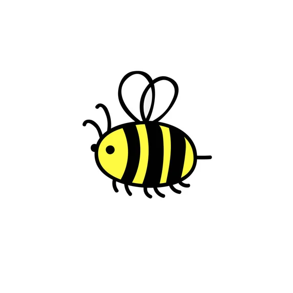 Lindo Poco Bee Funny Bebé Insect Vector Dibujado Mano Doodle — Vector de stock