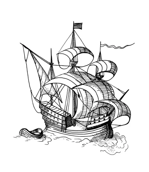 Yelkenli tekne ile — Stok Vektör