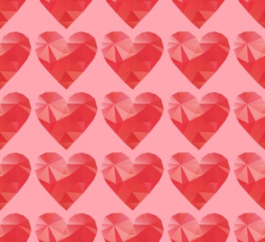 poligonal kırmızı Kalpler