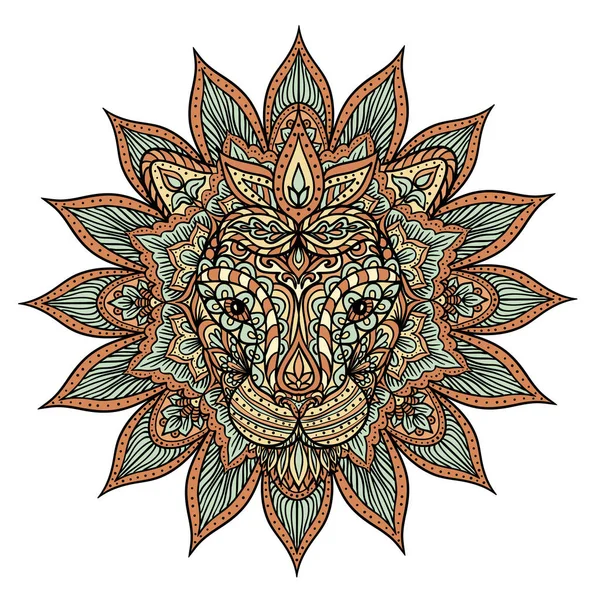 Kleurrijke Leeuw mandala — Stockvector