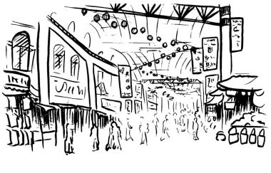 sketch of Chinatown clipart