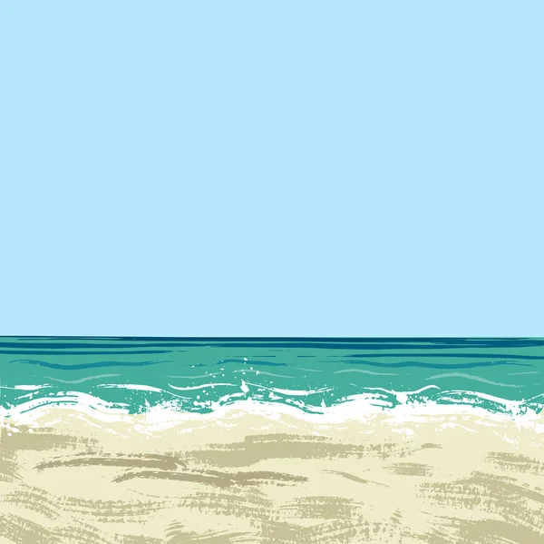 Playa de arena y océano — Vector de stock