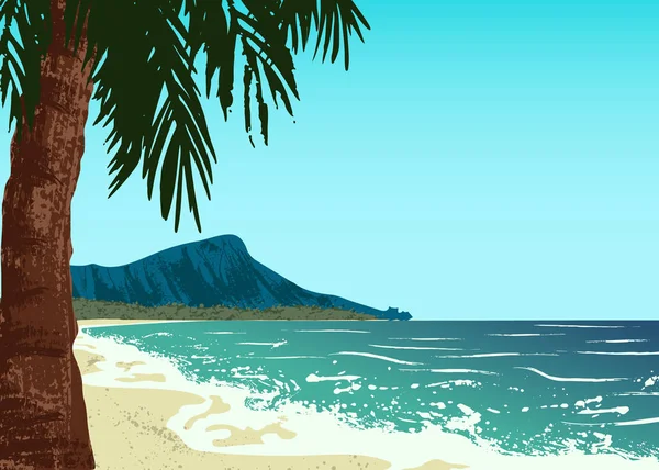 Waikiki beach of Oahu island — Stock Vector