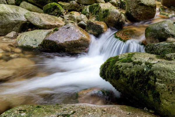 Corriente de montaña con piedras con agua clara — Foto de Stock