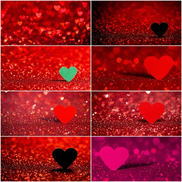 Коллекция красного сердца боке фон. Текстура дня святого Валентина — стоковое фото