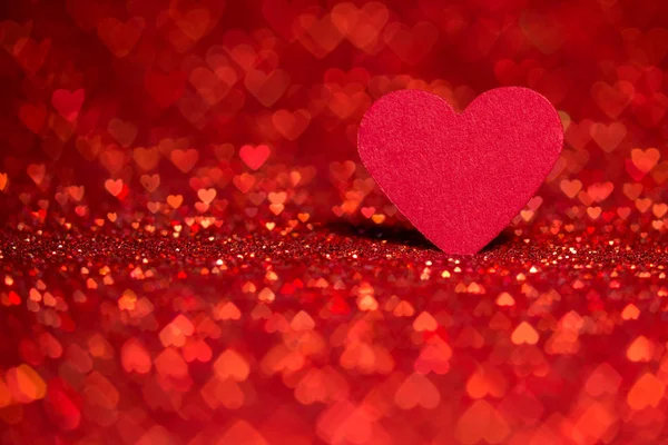 Rotes Herz Bokeh Hintergrund. Valentinstag. — Stockfoto