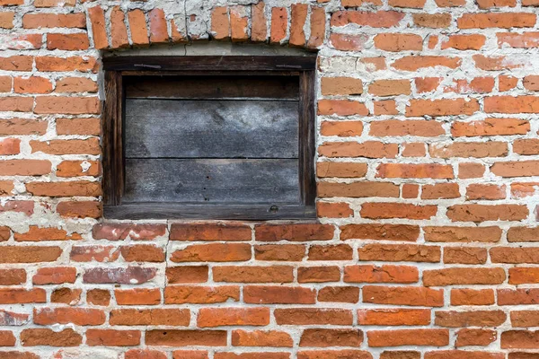 Hintergrund Der Alten Backsteinmauer Mit Fenster — Stockfoto