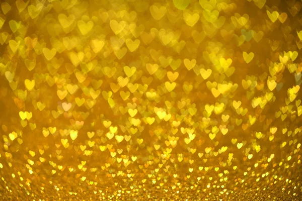Gold heart bokeh background. Valentines day texture. — Stock Photo, Image