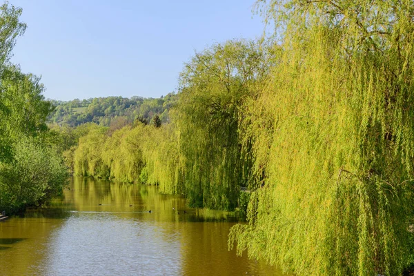 Bavorská krajina s řekou Altmuhl — Stock fotografie