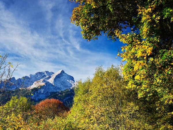 View to the alps in autumn on a sunny day — Stock Photo, Image