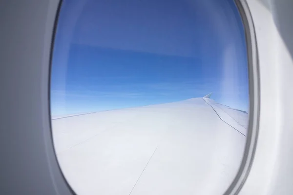 Looking Out Planes Window Clouds Holiday Vacation Concept Climate Change — Stock Photo, Image