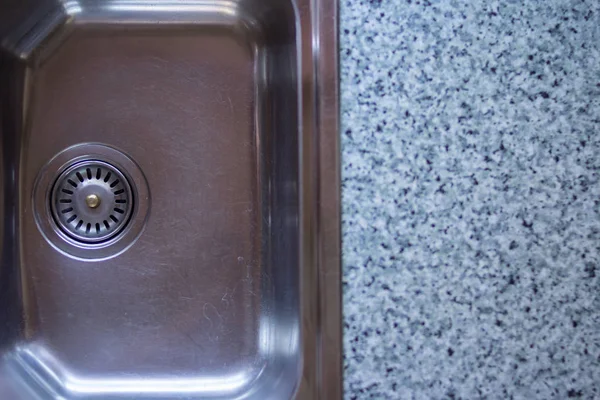 Mutfak Lavabosu Konsepti Temiz Krom Modern Bir Mutfakta Metin Için — Stok fotoğraf